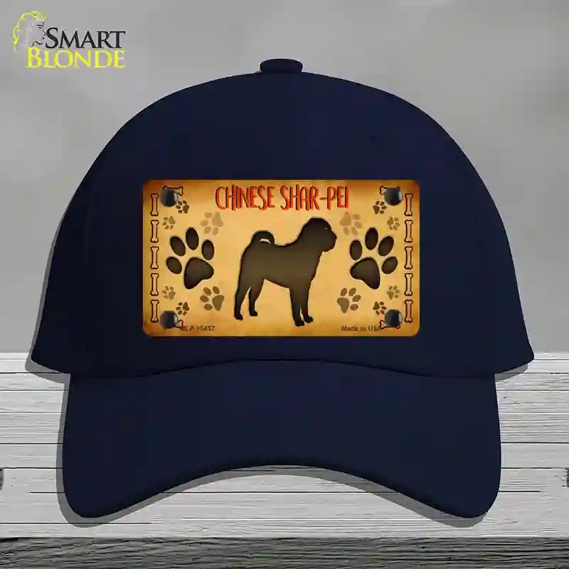 HAT20-MLP-10437 Chinese Shar Pei Novelty License Plate Hat, Cotton - Navy