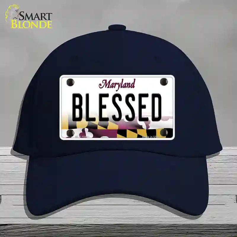 HAT20-MLP-10498 Blessed Maryland Novelty License Plate Hat, Cotton - Navy