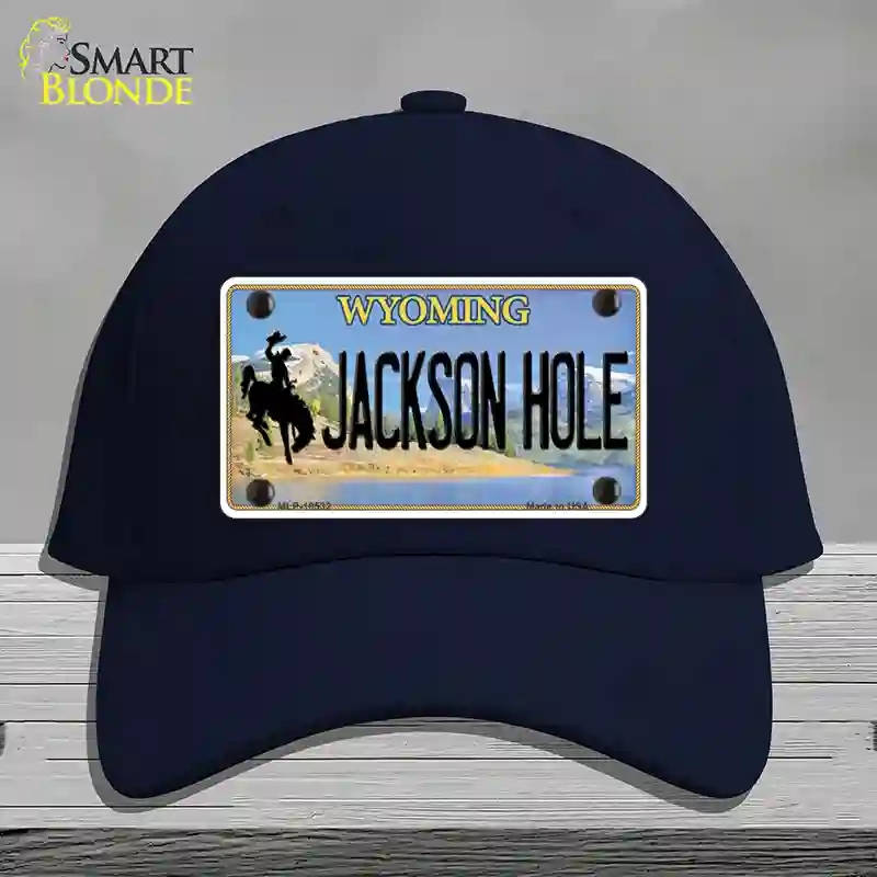 HAT20-MLP-10532 Jackson Hole Wyoming Novelty License Plate Hat, Cotton - Navy