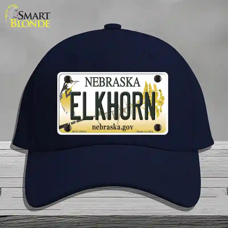 HAT20-MLP-10574 Elkhorn Nebraska Novelty License Plate Hat, Cotton - Navy
