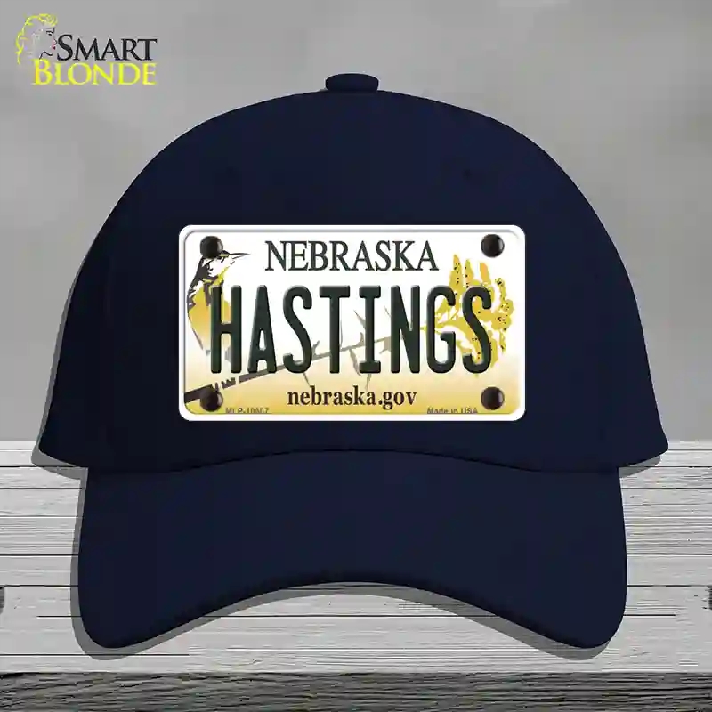 HAT20-MLP-10607 Hastings Nebraska Novelty License Plate Hat, Cotton - Navy