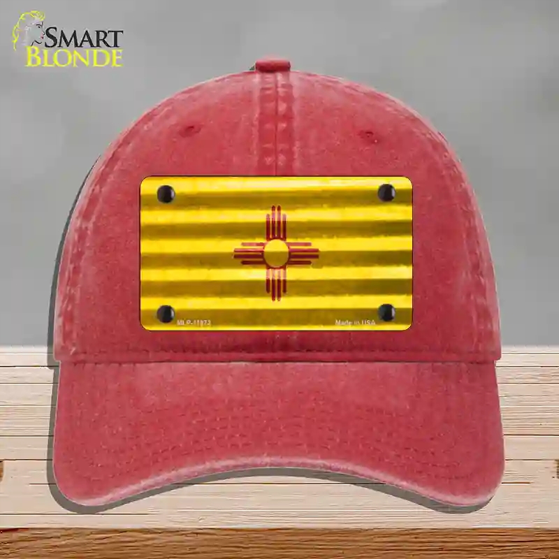 HAT13-MLP-11972   Mexico Corrugated Flag Novelty License Plate Hat, Unconstructed Cotton - Red