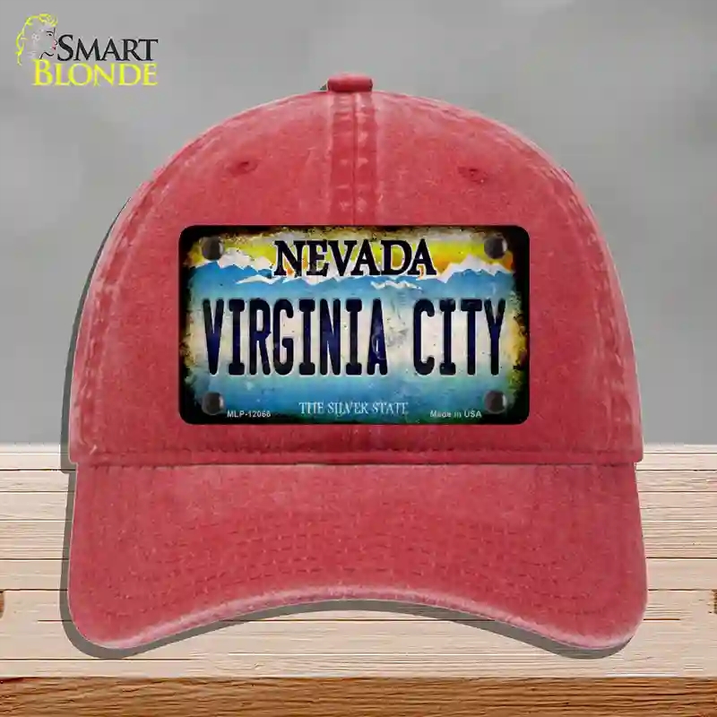 HAT13-MLP-12066 Nevada Virginia City Novelty License Plate Hat, Unconstructed Cotton - Red