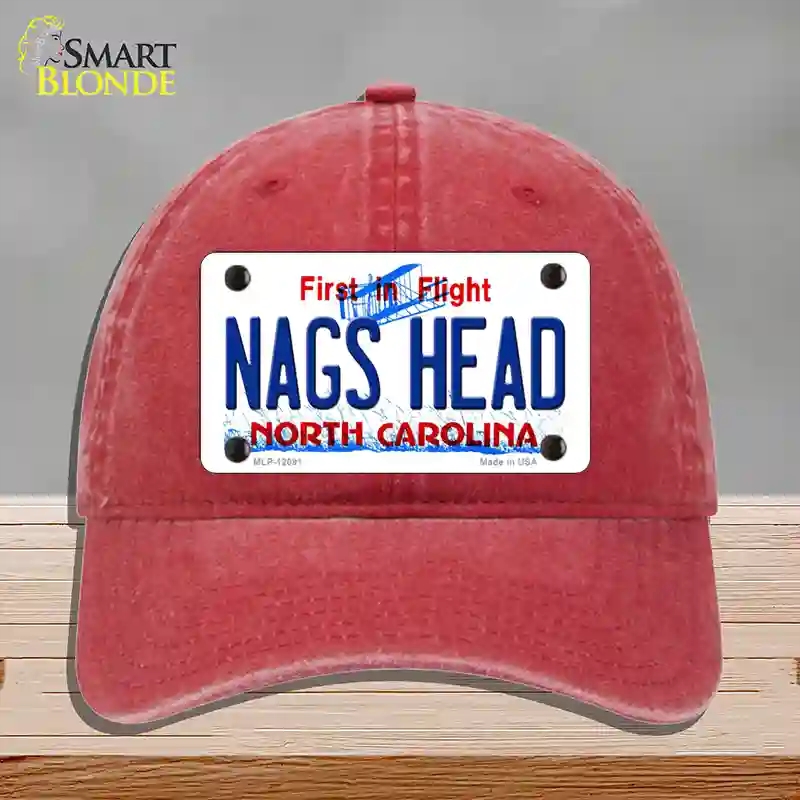 HAT13-MLP-12091 Nags Head North Carolina State Novelty License Plate Hat, Unconstructed Cotton - Red