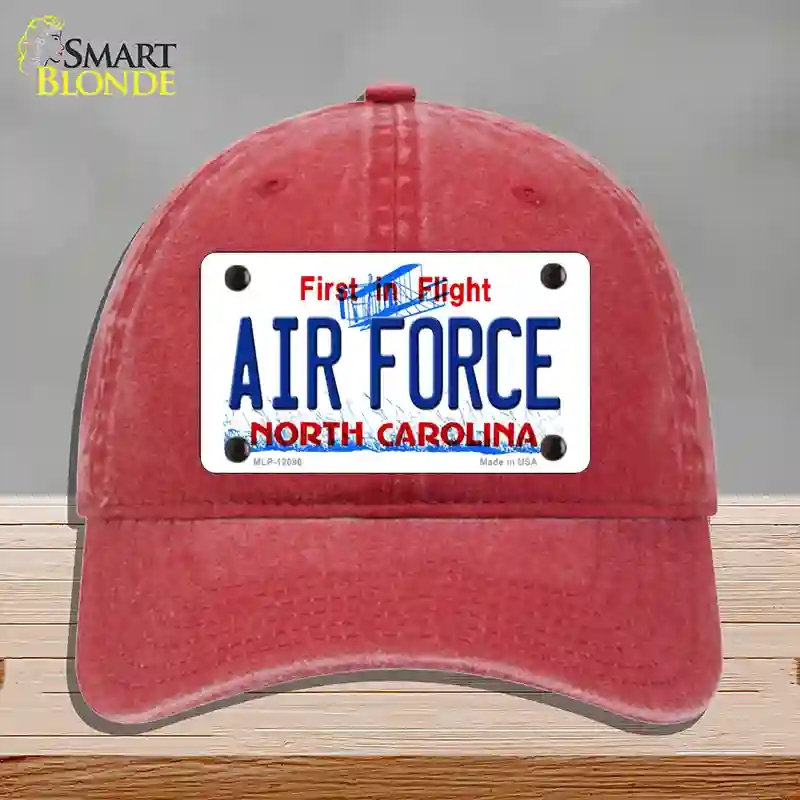 HAT13-MLP-12096 Air Force North Carolina State Novelty License Plate Hat, Unconstructed Cotton - Red