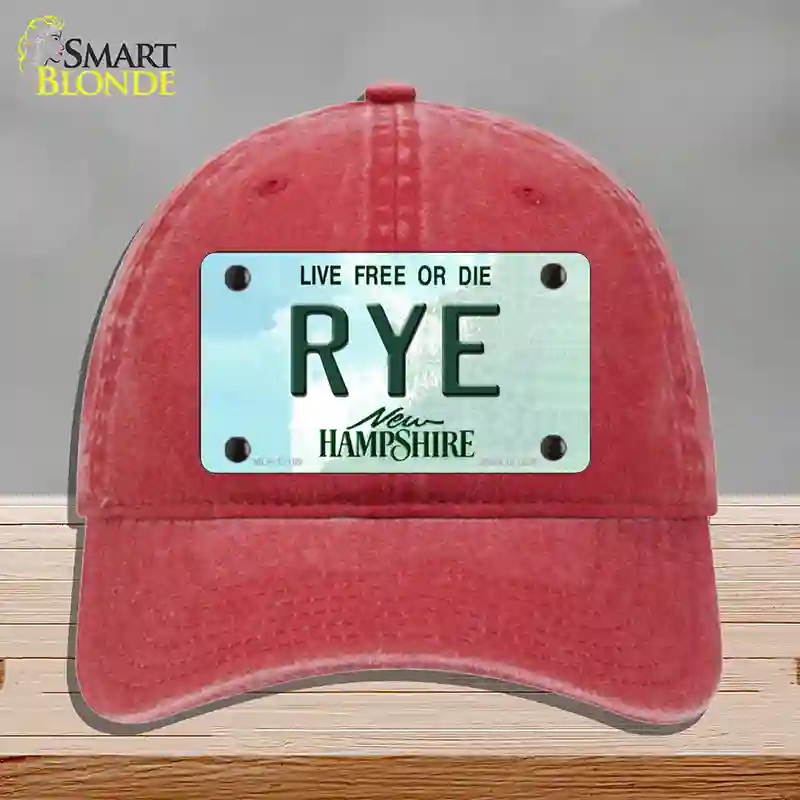 HAT13-MLP-12169 Rye   Hampshire Novelty License Plate Hat, Unconstructed Cotton - Red