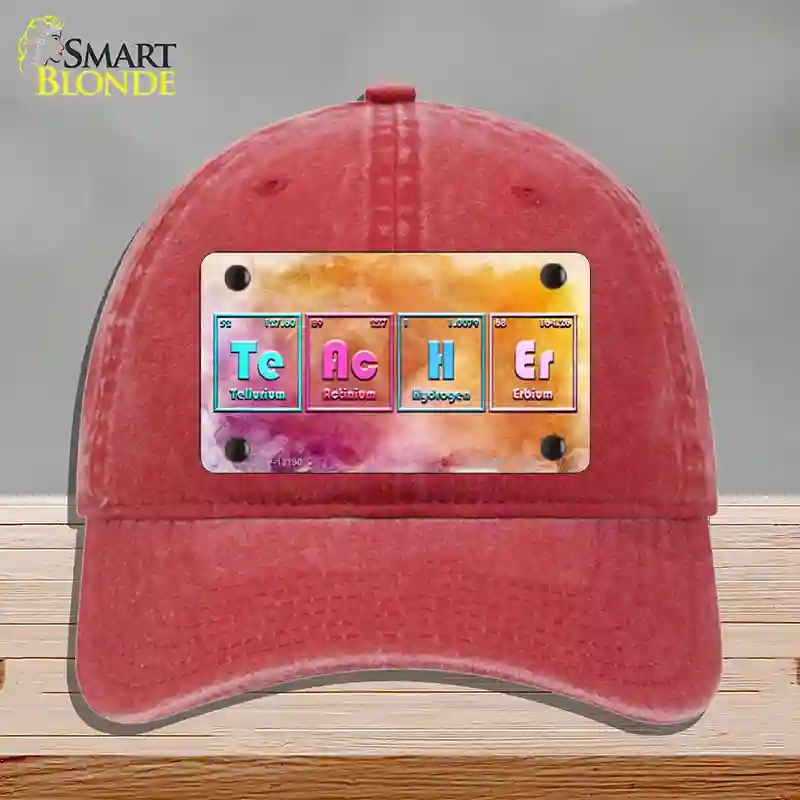 HAT13-MLP-12190 Teacher Periodic Table Novelty License Plate Hat, Unconstructed Cotton - Red