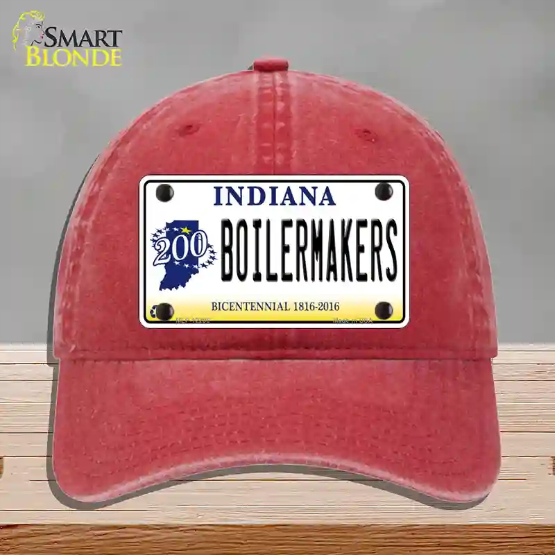 HAT13-MLP-12205 Boilermakers Indiana Novelty License Plate Hat, Unconstructed Cotton - Red