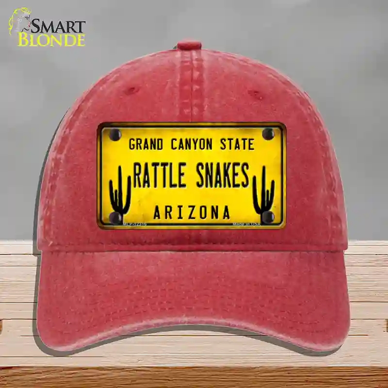 HAT13-MLP-12316 Arizona Rattle Snakes Novelty License Plate Hat, Unconstructed Cotton - Red