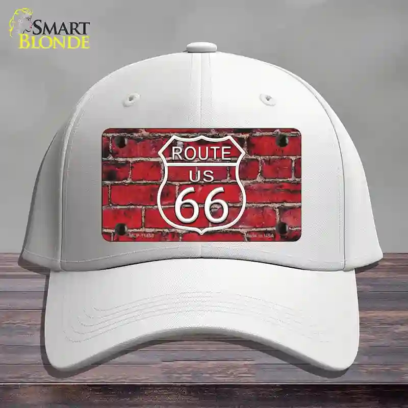 HAT21-MLP-11458 Route 66 Red Brick Wall Novelty License Plate Hat, Cotton - White