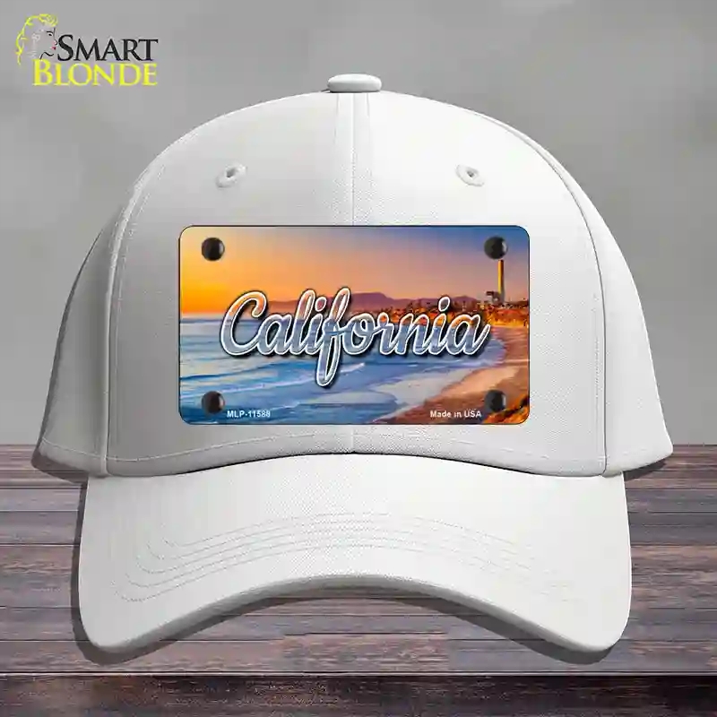 HAT21-MLP-11588 California Beach State Novelty License Plate Hat, Cotton - White