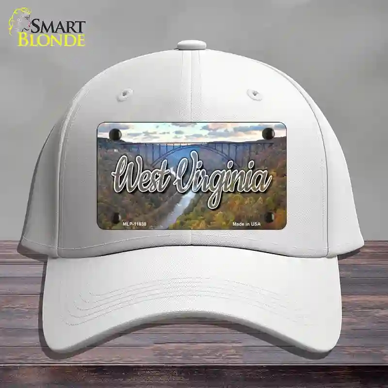 HAT21-MLP-11639 West Virginia River Bridge State Novelty License Plate Hat, Cotton - White