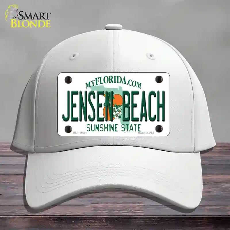 HAT21-MLP-11691 Jensen Beach Florida Novelty License Plate Hat, Cotton - White