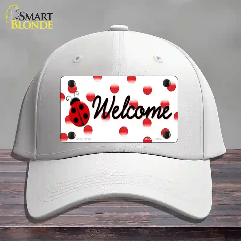HAT21-MLP-11726 Welcome Ladybug Novelty License Plate Hat, Cotton - White