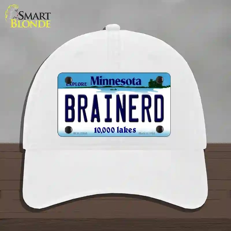 HAT14-MLP-11045 Brainerd Minnesota State Novelty License Plate Hat, Unconstructed Cotton - White