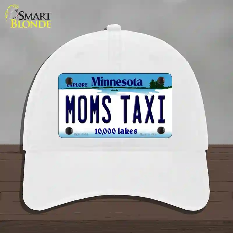HAT14-MLP-11070 Moms Taxi Minnesota State Novelty License Plate Hat, Unconstructed Cotton - White