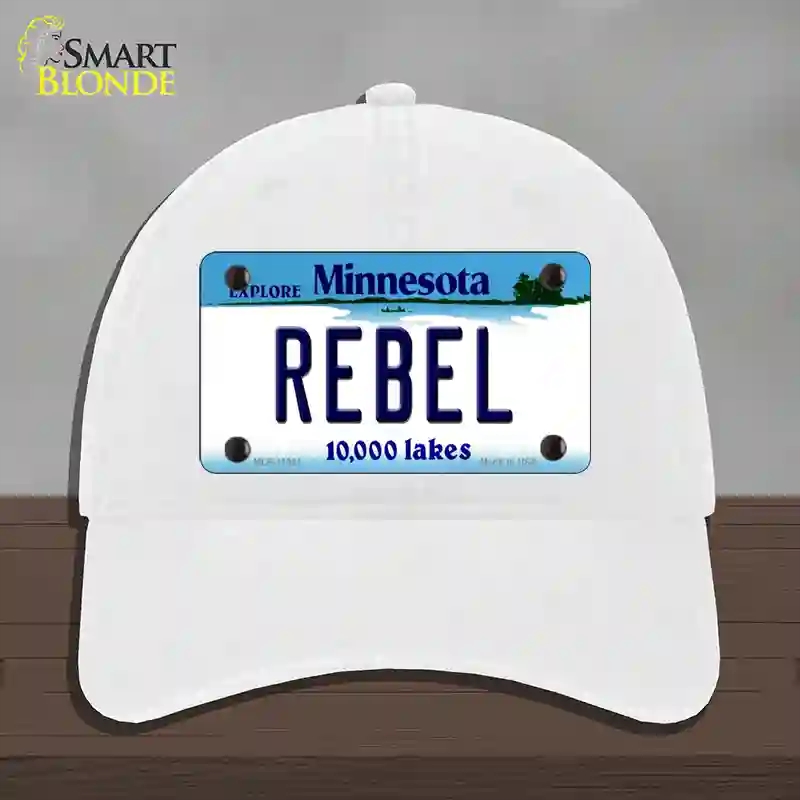 HAT14-MLP-11081 Rebel Minnesota State Novelty License Plate Hat, Unconstructed Cotton - White