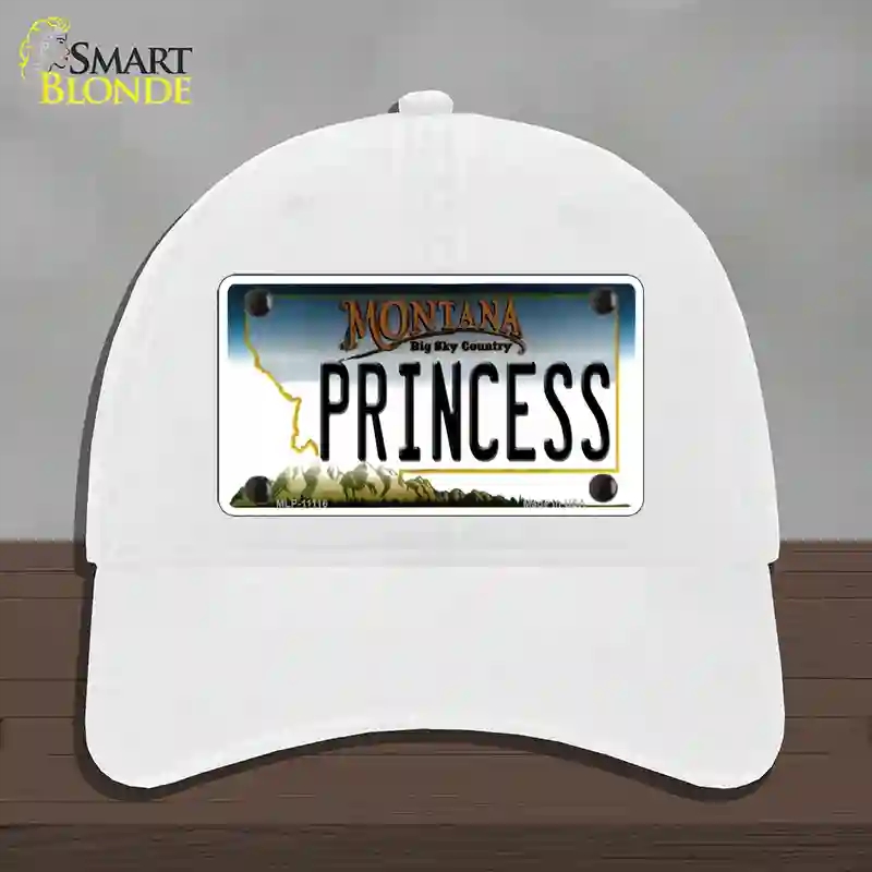 HAT14-MLP-11116 Princess Montana State Novelty License Plate Hat, Unconstructed Cotton - White