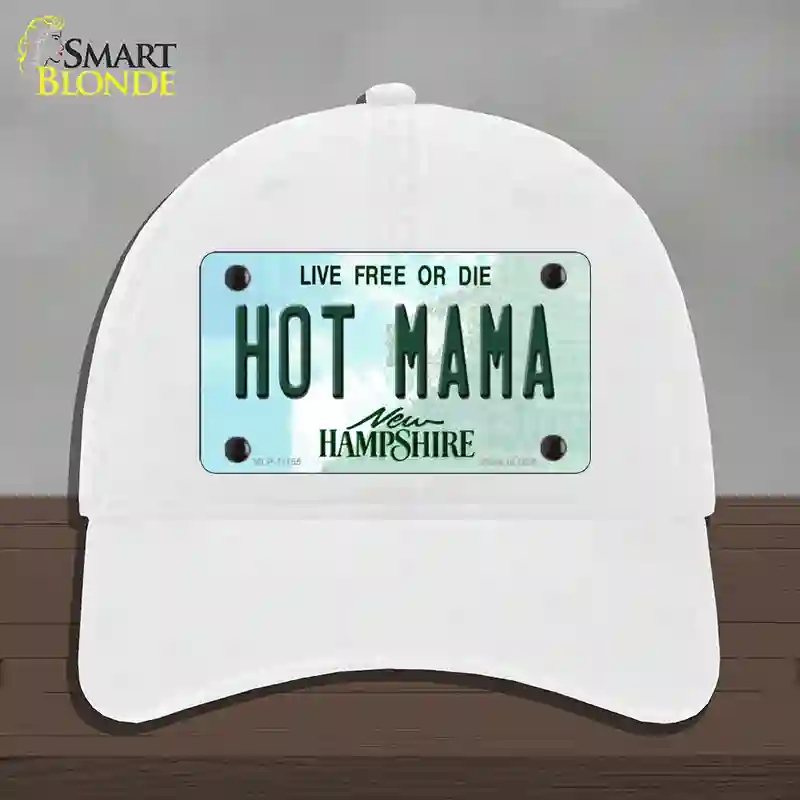 HAT14-MLP-11155 Hot Mama   Hampshire State Novelty License Plate Hat, Unconstructed Cotton - White