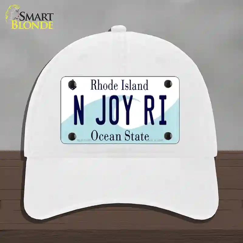 HAT14-MLP-11181 N Joy RI Rhode Island State Novelty License Plate Hat, Unconstructed Cotton - White