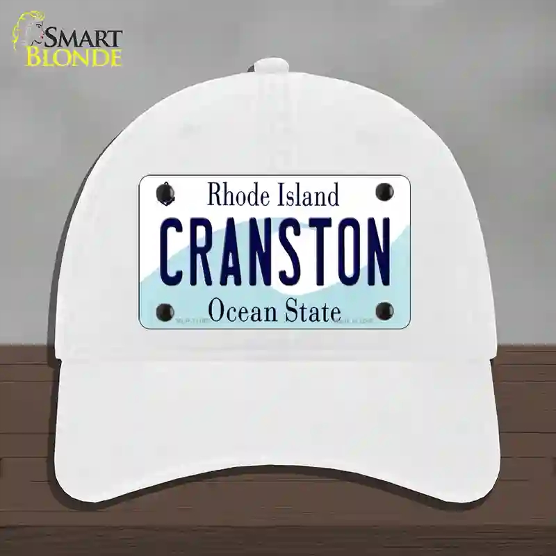 HAT14-MLP-11185 Cranston Rhode Island State Novelty License Plate Hat, Unconstructed Cotton - White