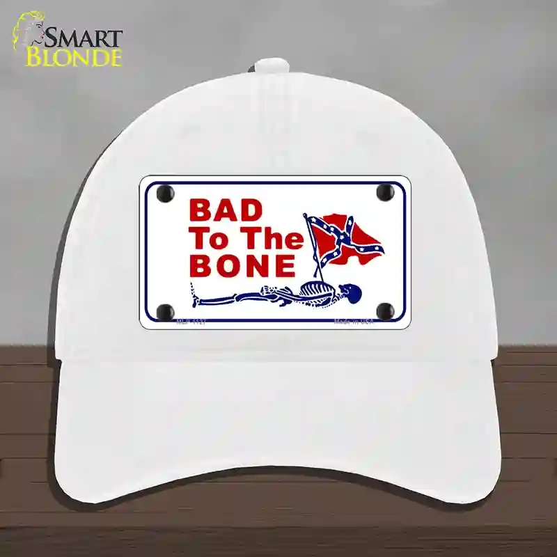 HAT14-MLP-1127 Bad to the Bone Novelty License Plate Hat, Unconstructed Cotton - White