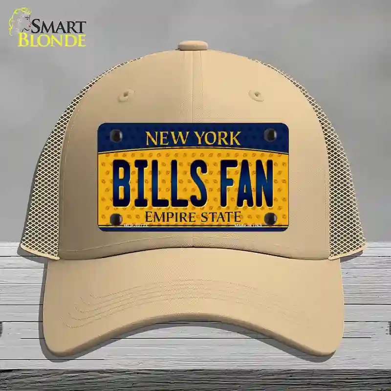 HAT15-MLP-10771 Bills Fan   York Novelty License Plate Hat, Mesh - Khaki