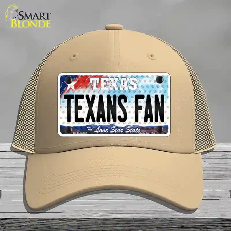 HAT15-MLP-10781 Texans Fan Texas Novelty License Plate Hat, Mesh - Khaki