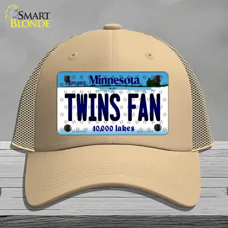 HAT15-MLP-10795 Twins Fan Minnesota Novelty License Plate Hat, Mesh - Khaki