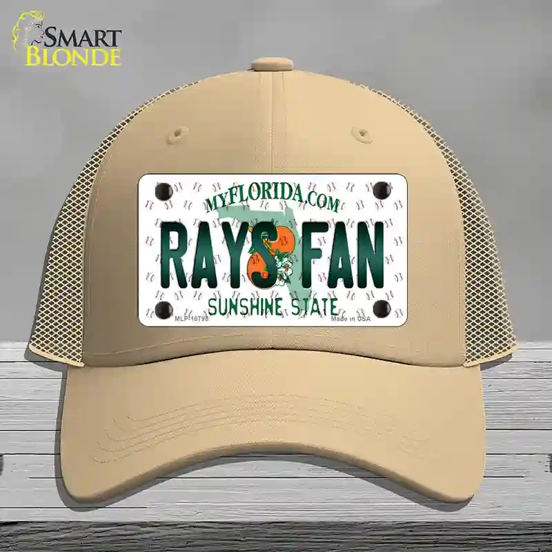 HAT15-MLP-10798 Rays Fan Florida Novelty License Plate Hat, Mesh - Khaki