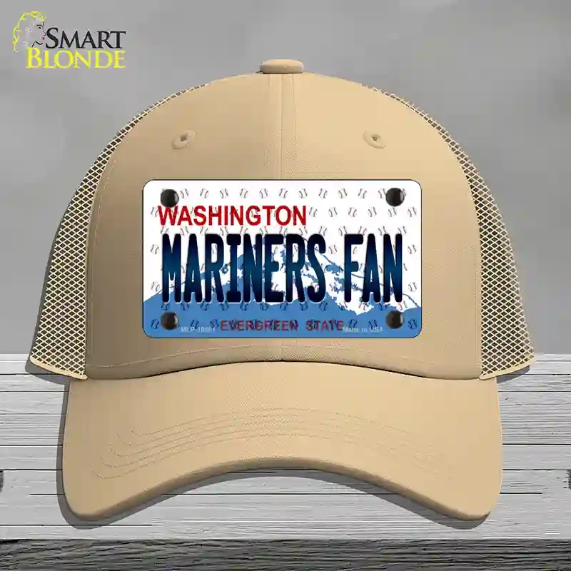 HAT15-MLP-10801 Mariners Fan Washington Novelty License Plate Hat, Mesh - Khaki