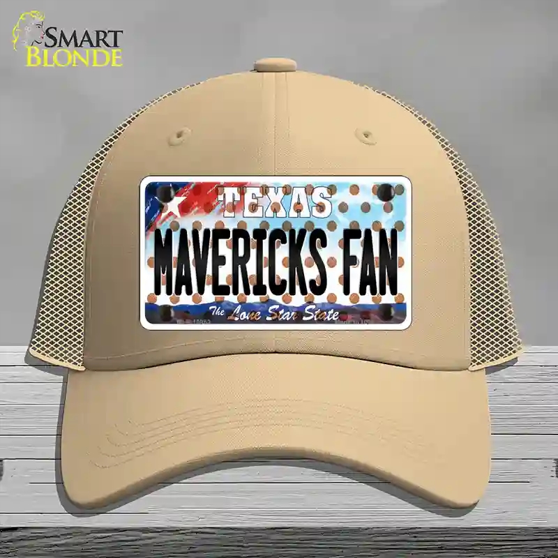 HAT15-MLP-10853 Mavericks Fan Texas Novelty License Plate Hat, Mesh - Khaki