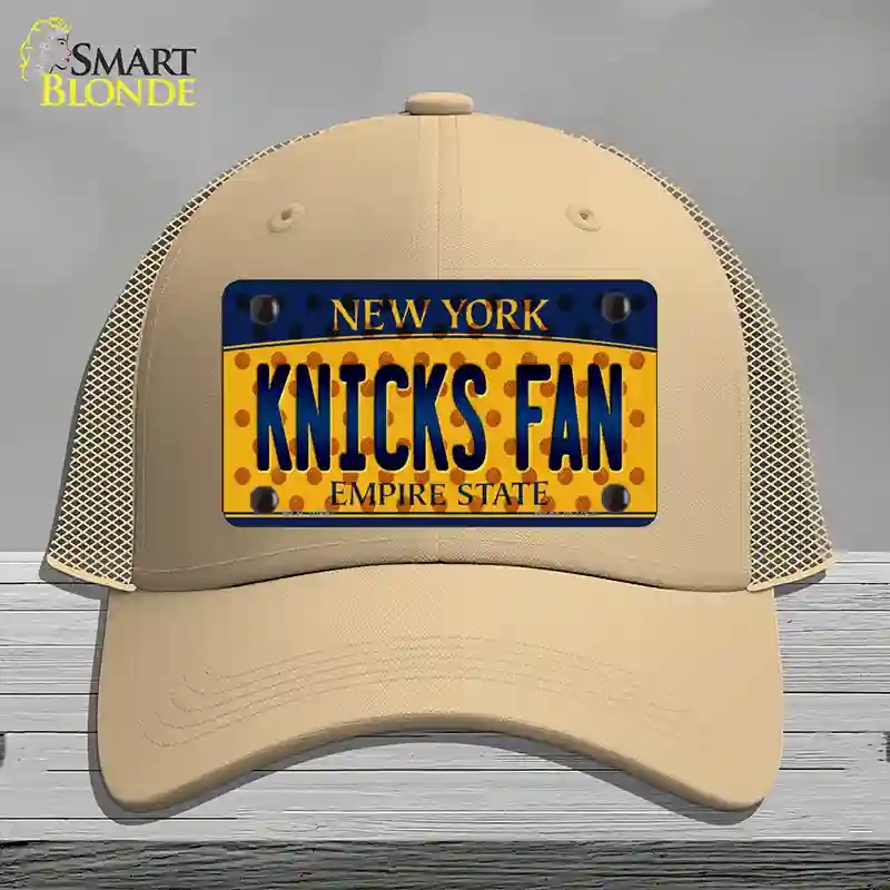 HAT15-MLP-10867 Knicks Fan   York Novelty License Plate Hat, Mesh - Khaki