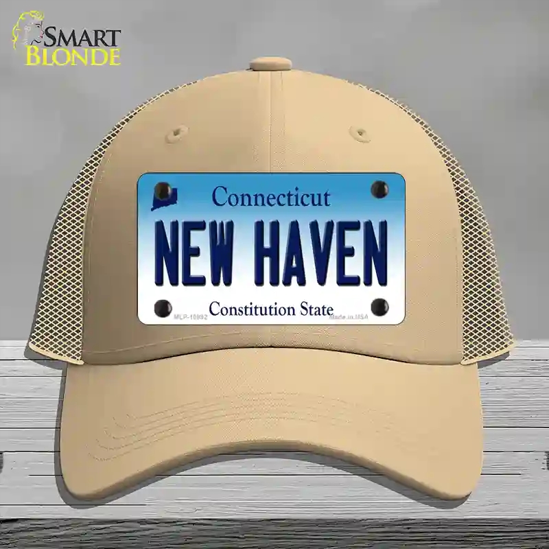 HAT15-MLP-10892   Haven Connecticut Novelty License Plate Hat, Mesh - Khaki