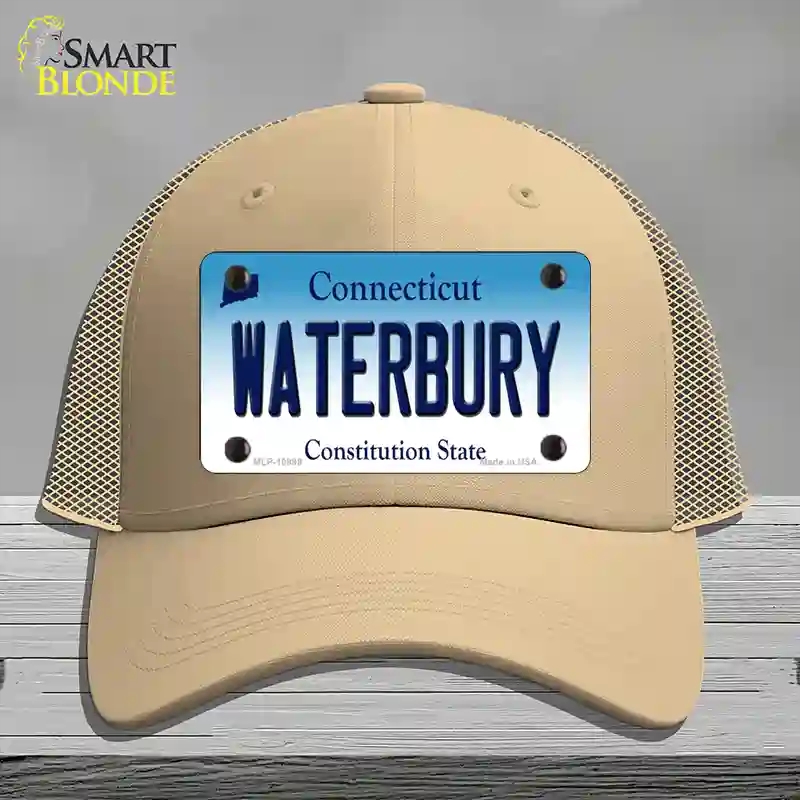 HAT15-MLP-10898 Waterbury Connecticut Novelty License Plate Hat, Mesh - Khaki