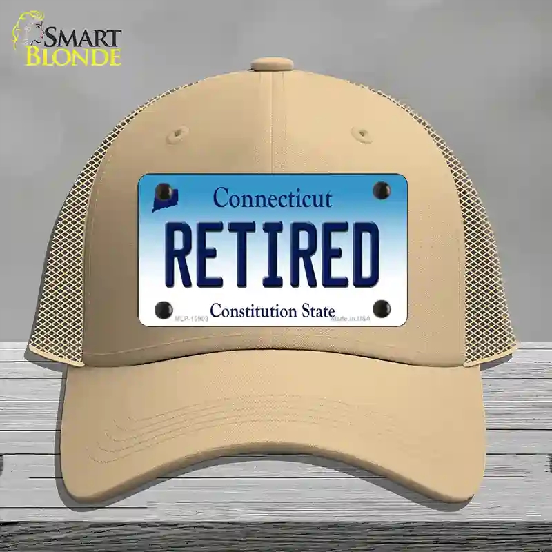 HAT15-MLP-10909 Retired Connecticut Novelty License Plate Hat, Mesh - Khaki