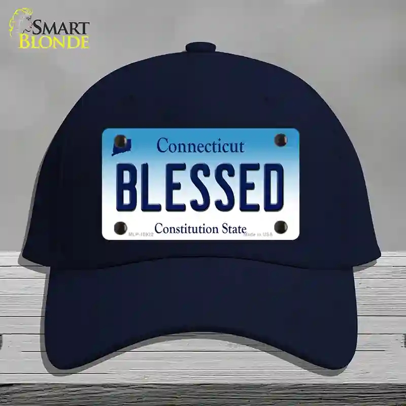 HAT20-MLP-10922 Blessed Connecticut Novelty License Plate Hat, Cotton - Navy