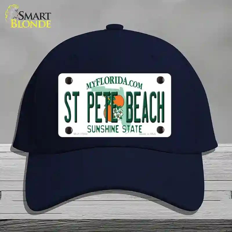 HAT20-MLP-11084 St Pete Beach Florida Novelty License Plate Hat, Cotton - Navy