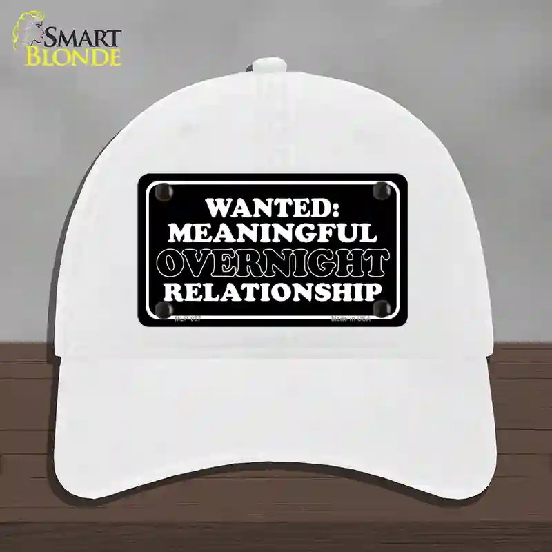 HAT14-MLP-057 Wanted Meaningful Overnight Relationship Novelty License Plate Hat, Unconstructed Cotton - White