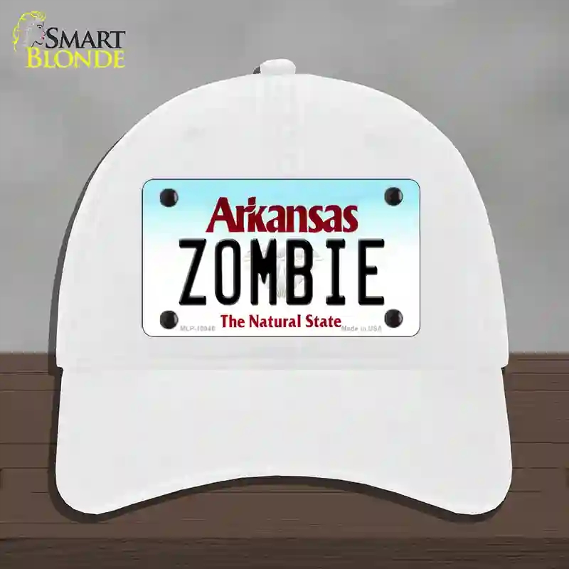 HAT14-MLP-10046 Zombie Arkansas Novelty License Plate Hat, Unconstructed Cotton - White