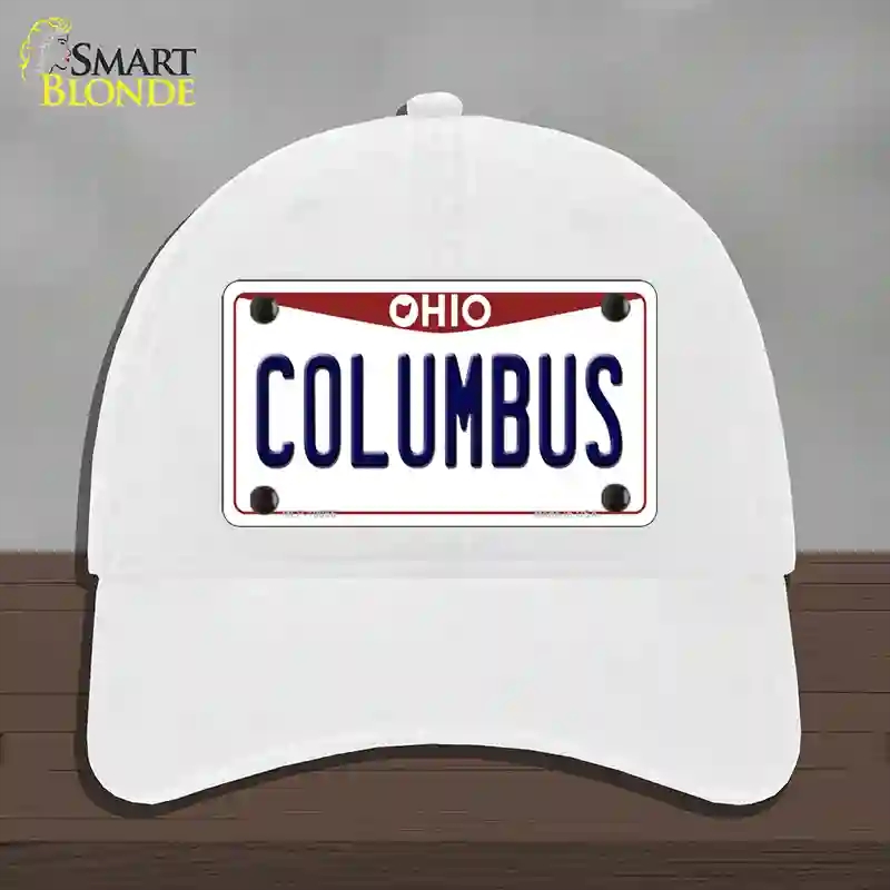 HAT14-MLP-10066 Columbus Ohio Novelty License Plate Hat, Unconstructed Cotton - White