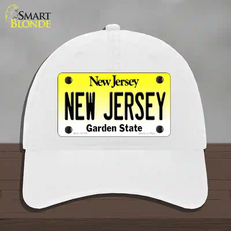 HAT14-MLP-10145   Jersey Garden State Novelty License Plate Hat, Unconstructed Cotton - White