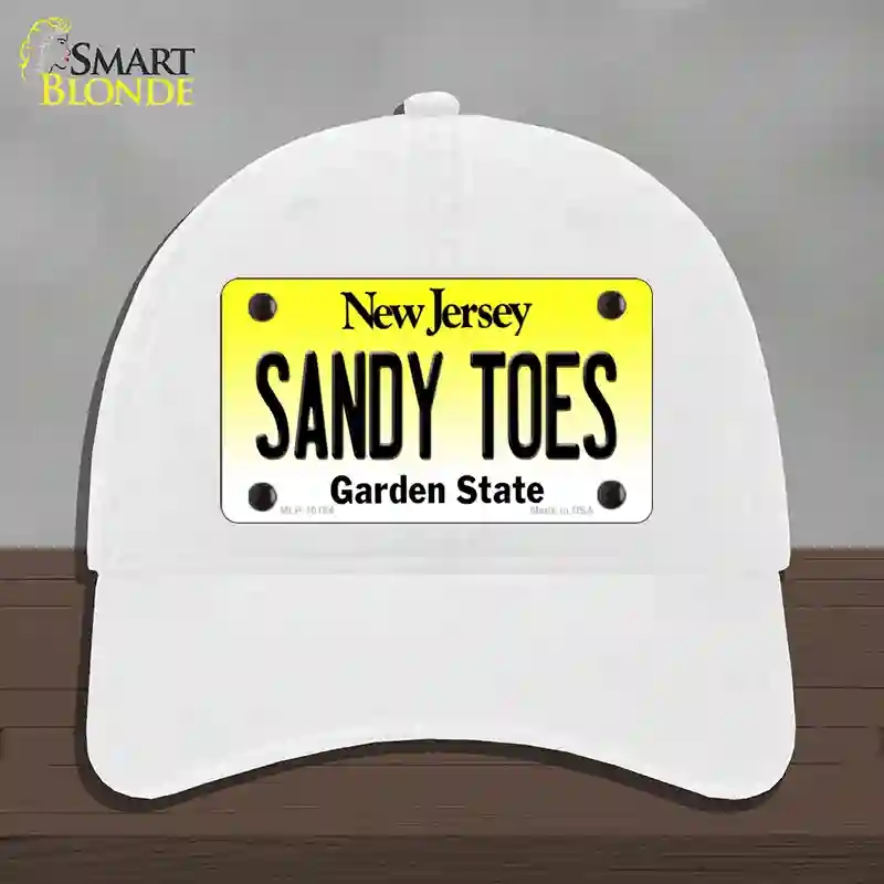 HAT14-MLP-10184 Sandy Toes   Jersey Novelty License Plate Hat, Unconstructed Cotton - White