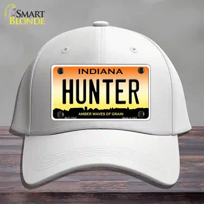 HAT21-MLP-11937 Hunter Indiana Novelty License Plate Hat, Cotton - White