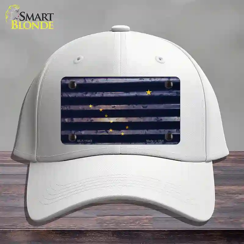 HAT21-MLP-11943 Alaska Corrugated Flag Novelty License Plate Hat, Cotton - White