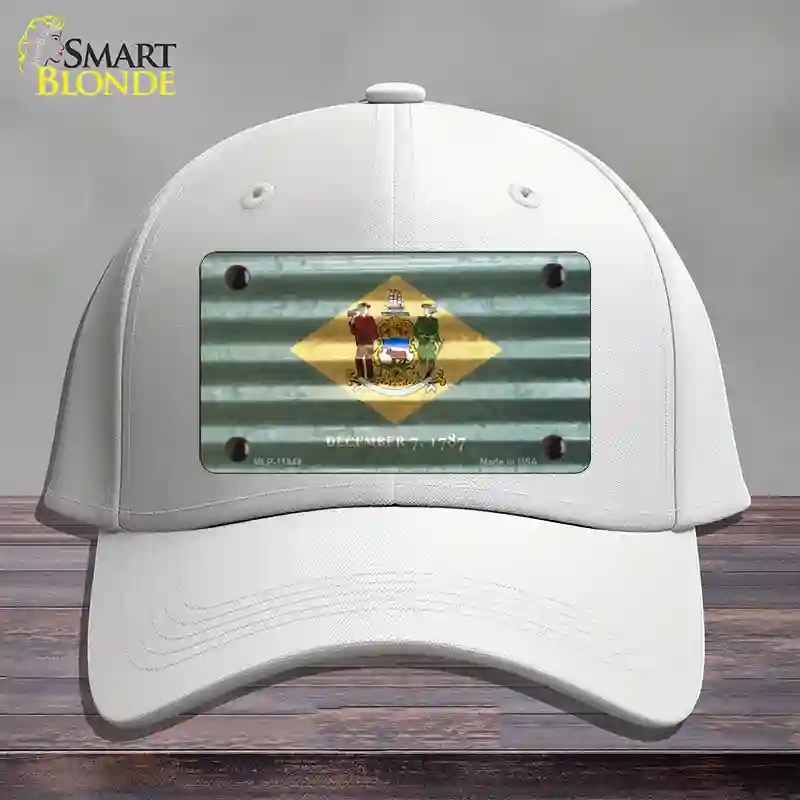 HAT21-MLP-11949 Delaware Corrugated Flag Novelty License Plate Hat, Cotton - White