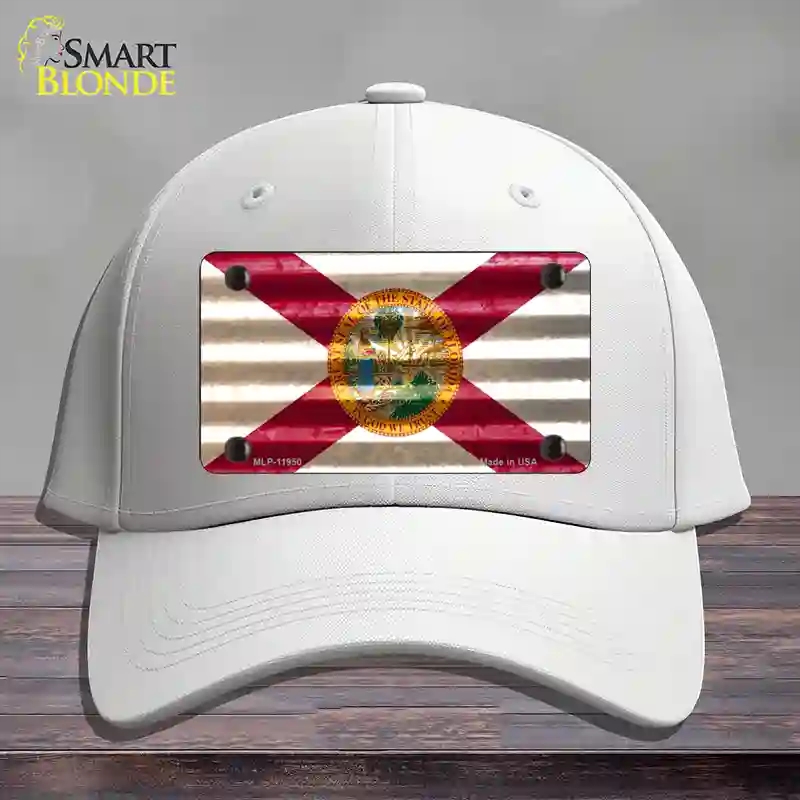 HAT21-MLP-11950 Florida Corrugated Flag Novelty License Plate Hat, Cotton - White