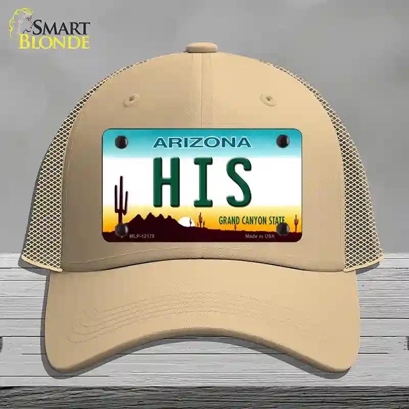 HAT15-MLP-12179 His Arizona Novelty License Plate Hat, Mesh - Khaki