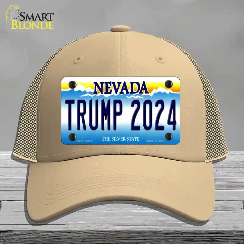 HAT15-MLP-12243 Trump 2024 Nevada Novelty License Plate Hat, Mesh - Khaki