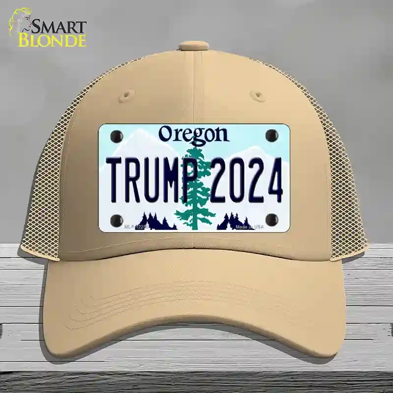 HAT15-MLP-12250 Trump 2024 Oregon Novelty License Plate Hat, Mesh - Khaki